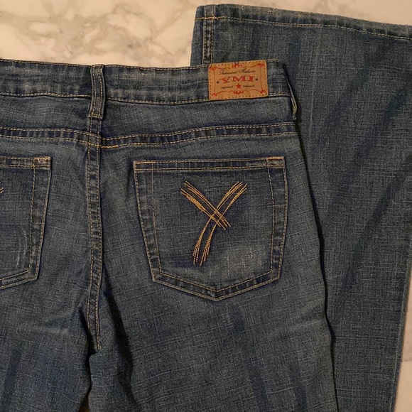 Y2K YMI Jeans Low Rise Flare Size 5‎ Distressed blue - Picture 1 of 12